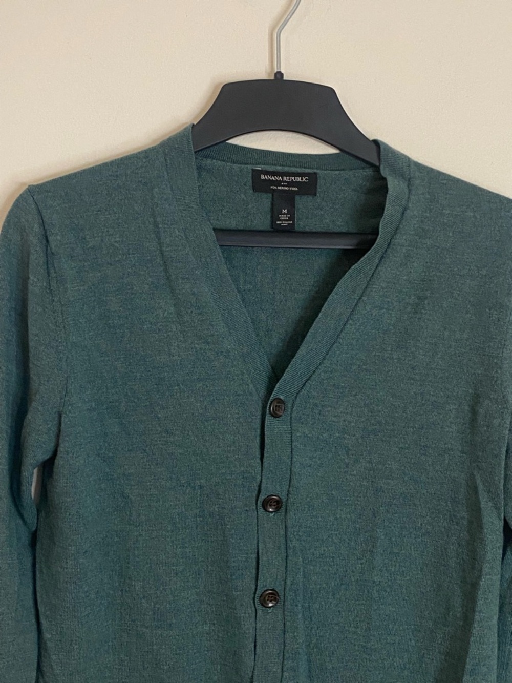 Banana Republic olive green Merino wool  Button-Front V-Neck Cardigan - Picture 6 of 7